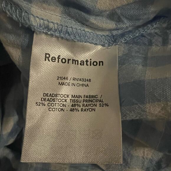 Reformation Dawson Gingham Short Mini Dress XS Women’s Blue - Picture 4 of 6